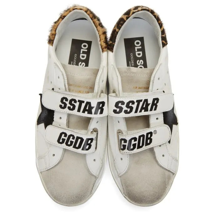 GOLDEN GOOSE old school velcro sneakers with leopard