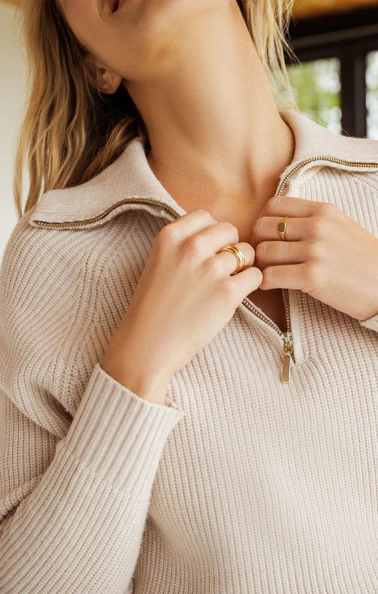 Z SUPPLY oatmeal 3/4 zip sweater