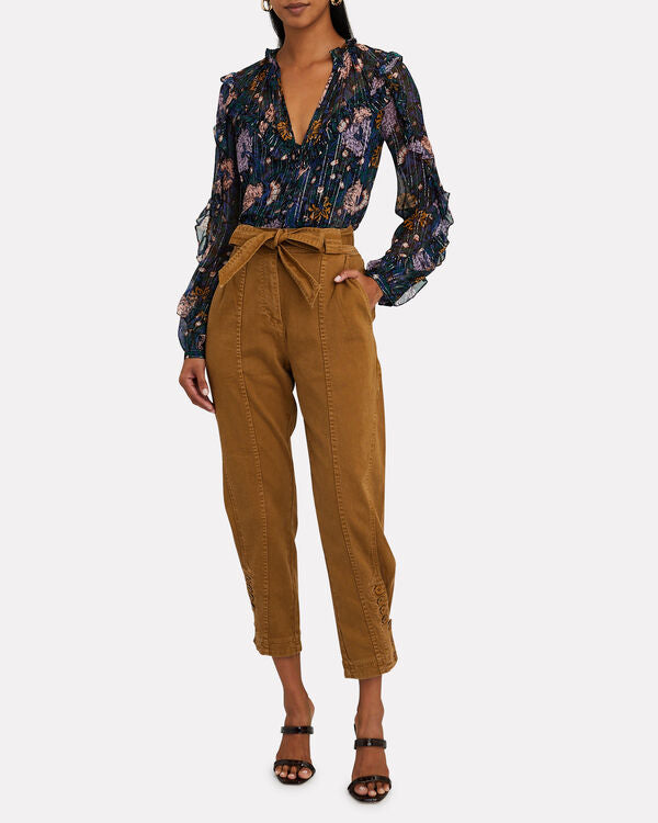 VERONICA BEARD - Abra Lurex Floral Silk Blouse