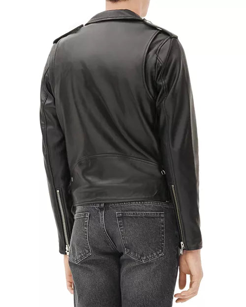 SANDRO leather motto jacket