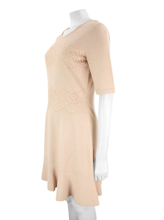 RED VALENTINO knit & lace blush dress