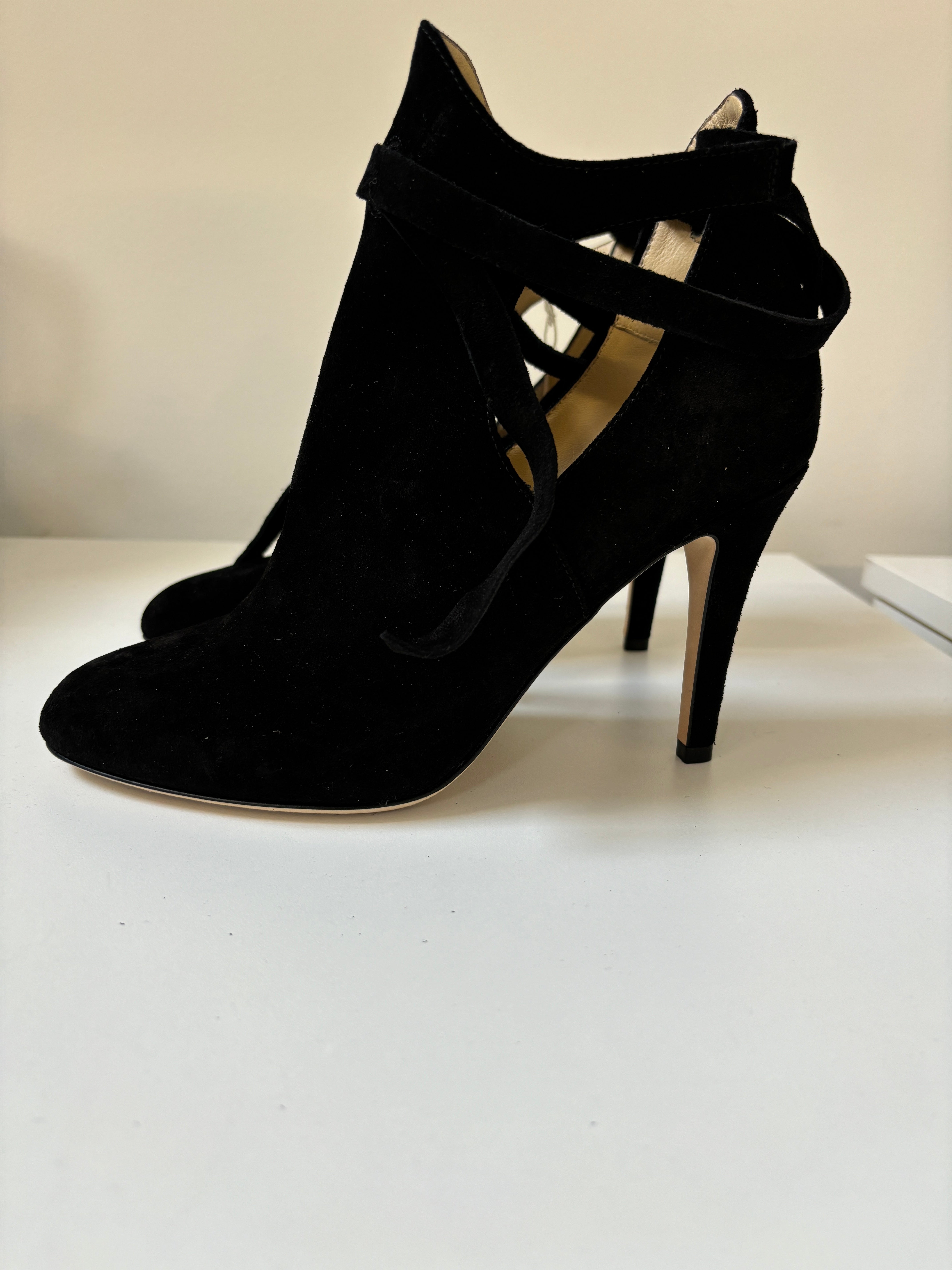 JIMMY CHOO - MARINA 90 BLACK SUEDE BOOTIES
