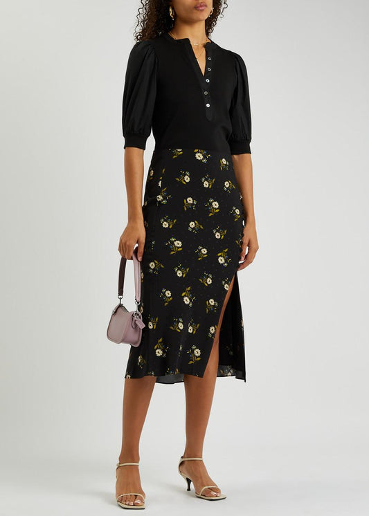 VERONICA BEARD Franconia floral print slip midi skirt