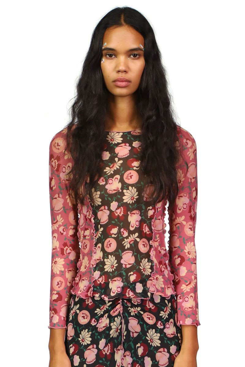 ANNA SUI floral sheer longsleeve