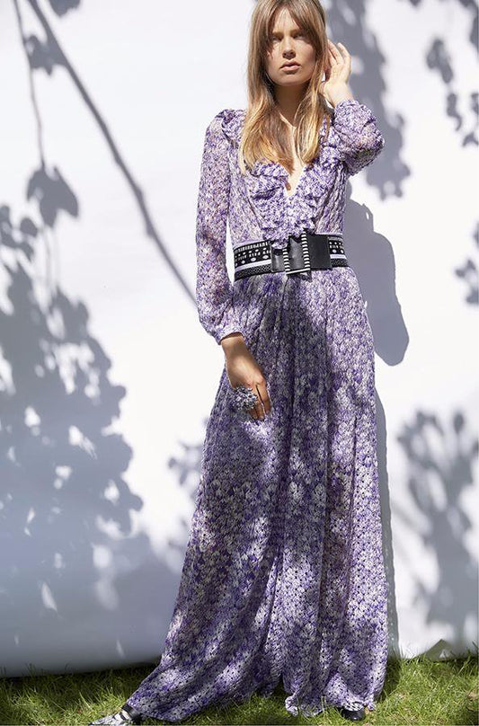 MISSONI purple long sleeve crochet wide leg jumpsuit