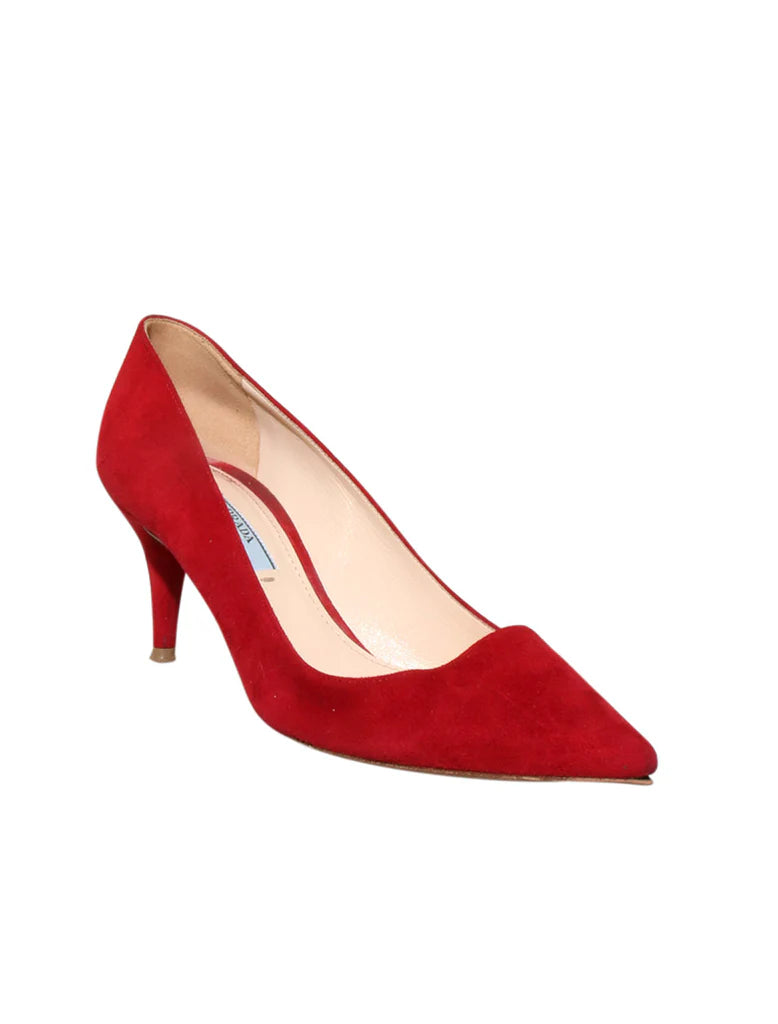 PRADA red suede pumps