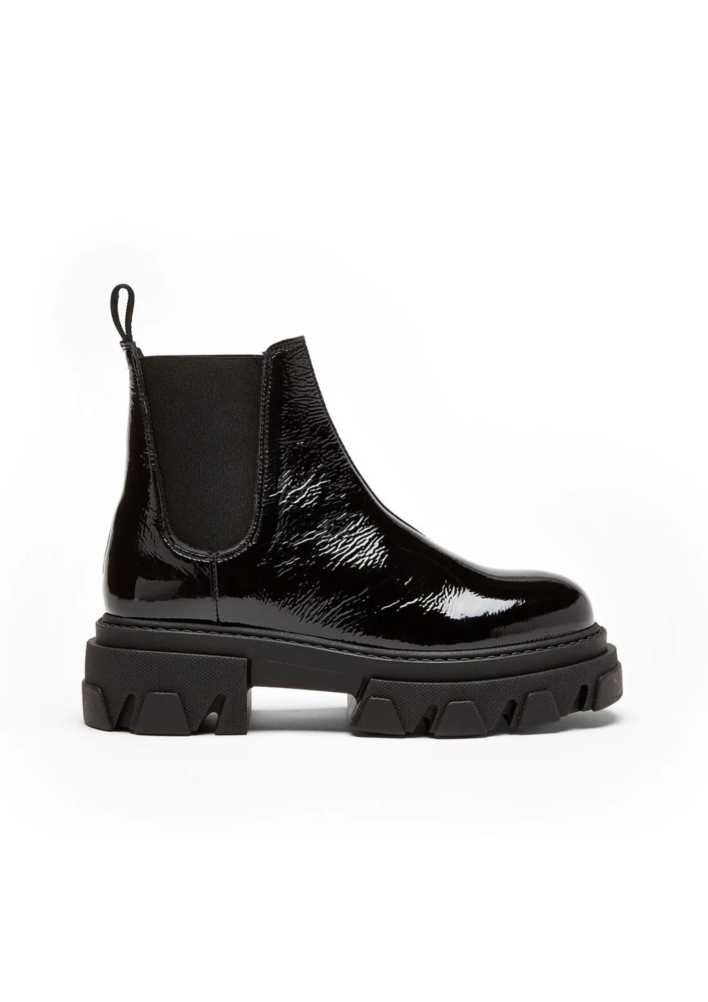 SISTER X SOEUR black patent leather chunky chelsea boots