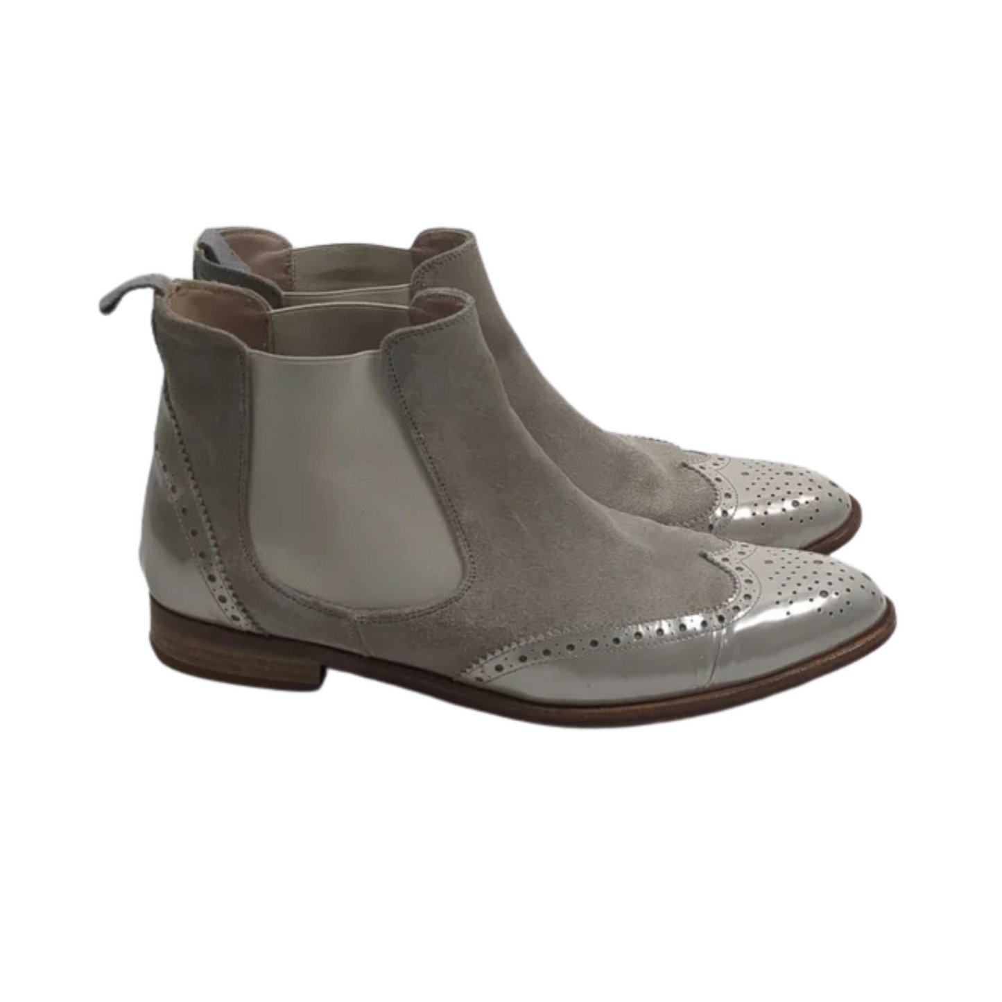 PERTINI grey suede with silver detail brogue bootie