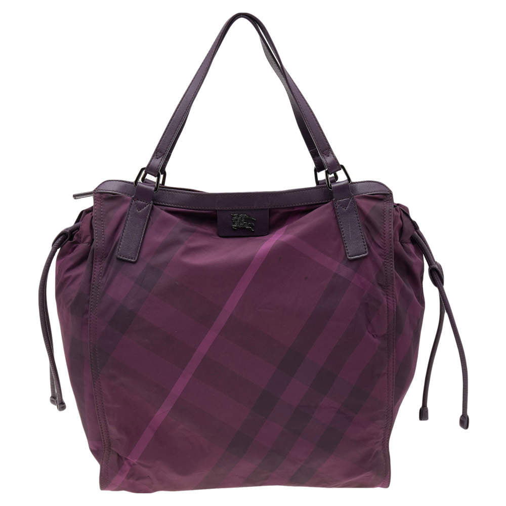 BURBERRY purple nylon tote