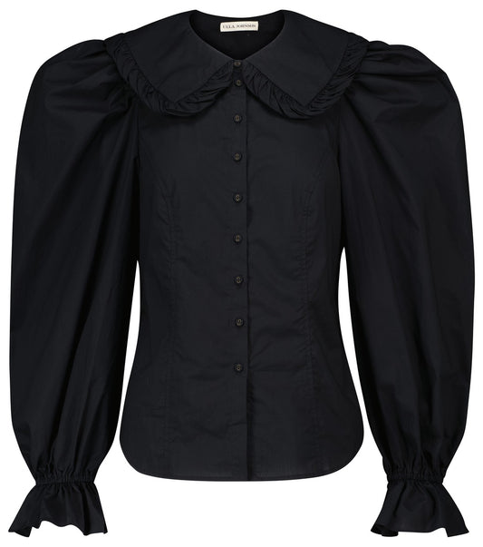 ULLA JOHNSON black blouse with collar