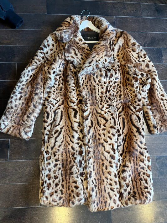 BARBARA BUI leopard print rabbit fur jacket