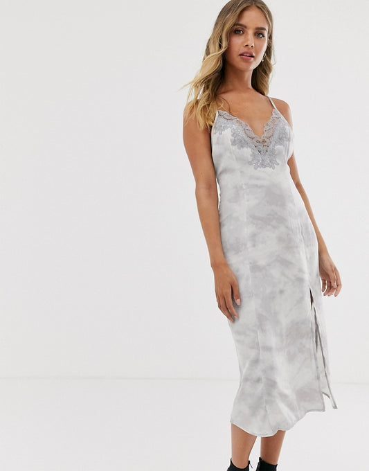 FREE PEOPLE dust combo slip dress with lace detailing