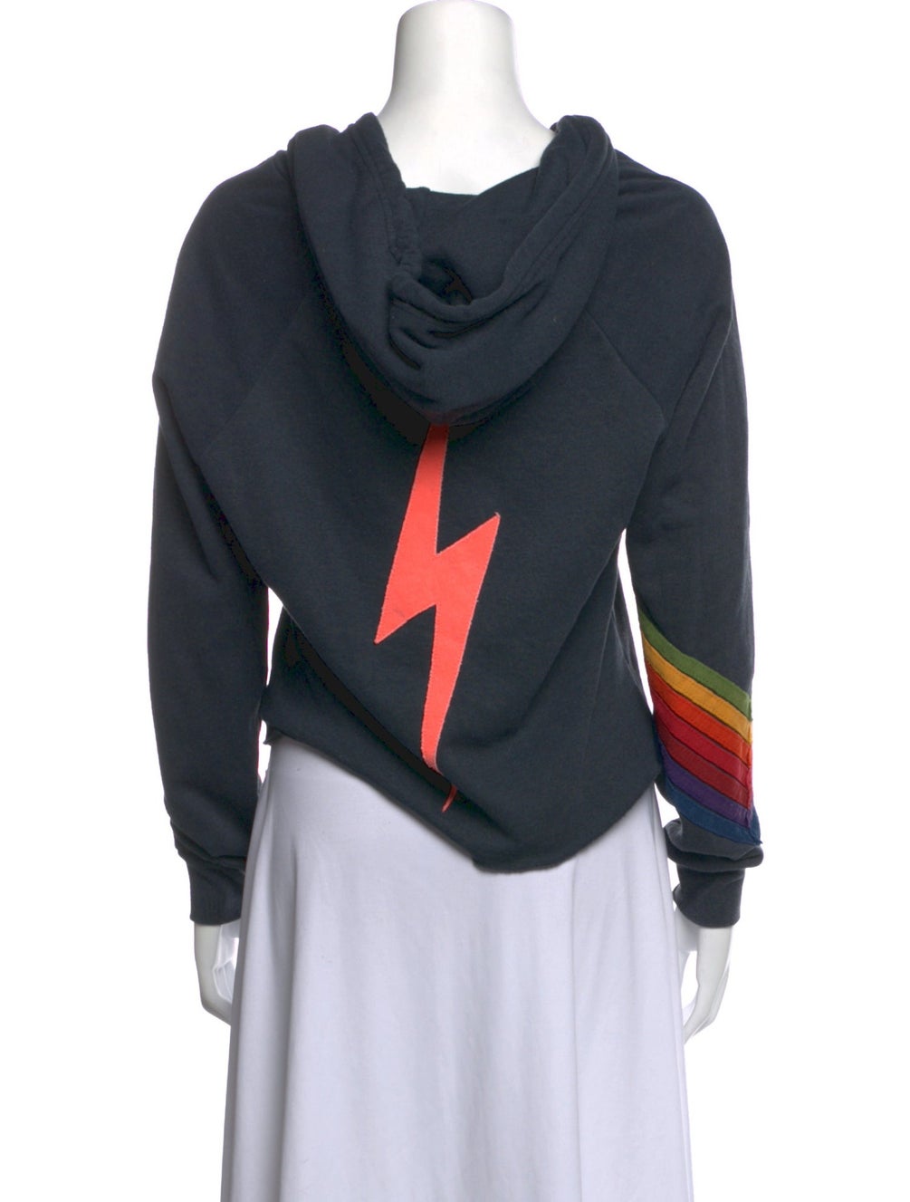 AVIATOR NATION cropped hoodie with rainbow and pink lightening bolt
