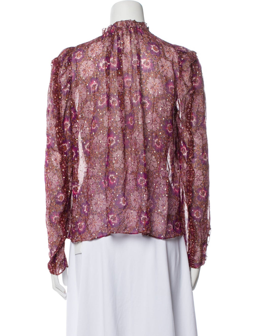 ULLA JOHNSON blouse with floral design and glitter polka dots