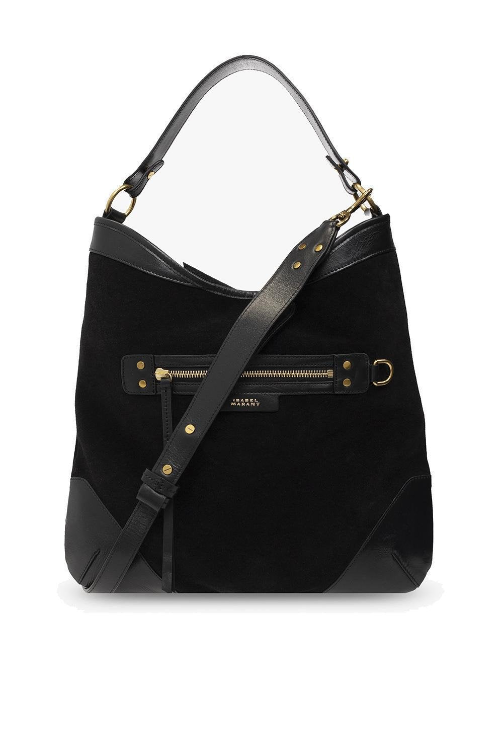 ISABEL MARANT black suede messenger bag with GHW