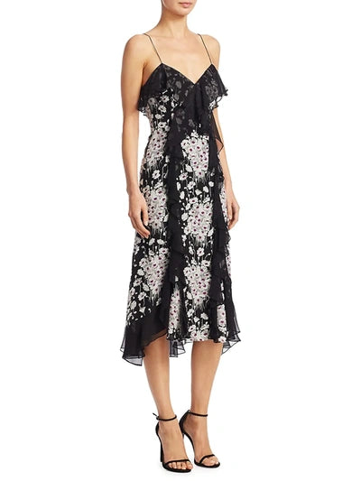 CINQ A SEPT silk midi floral print dress
