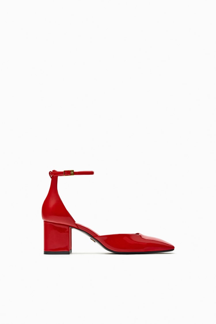 ZARA NWT patent red block heels