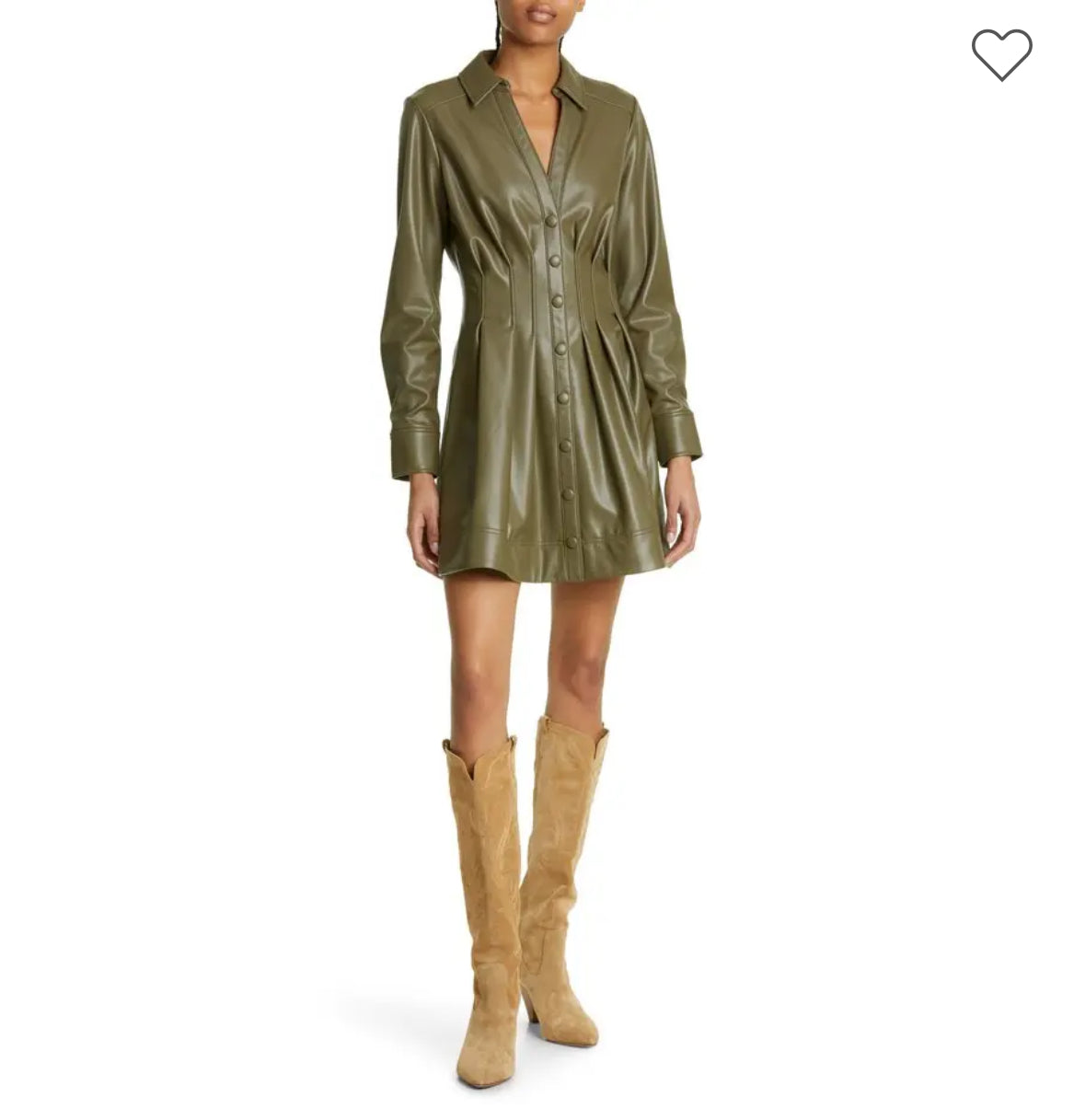 VERONICA BEARD - Amette Long Sleeve Faux Leather Shirtdress