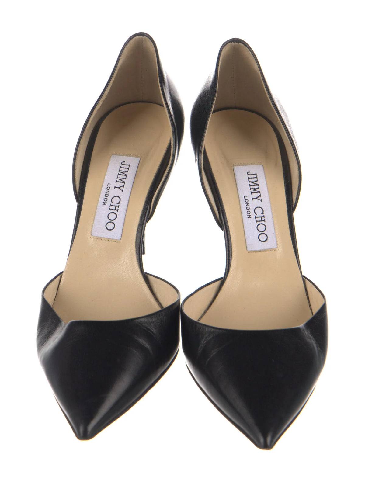 Jimmy Choo Black Leather D'Orsay Pointed Toe Pumps