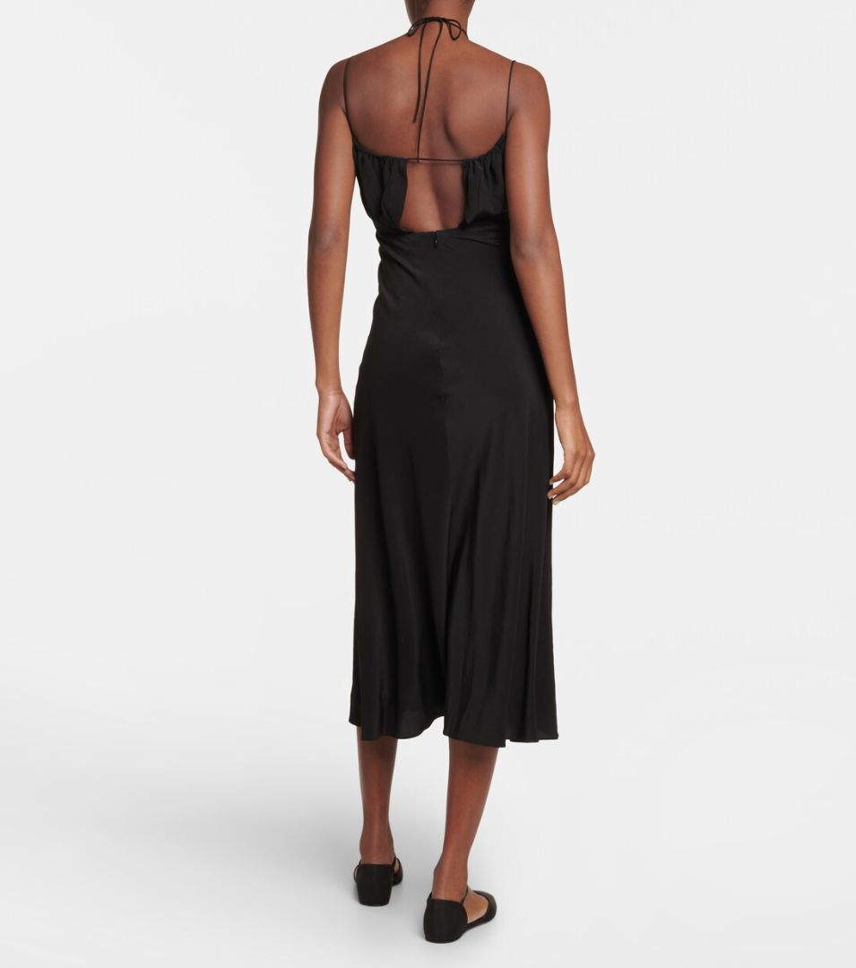 TOTEME black silk gathered halterneck maxi dress