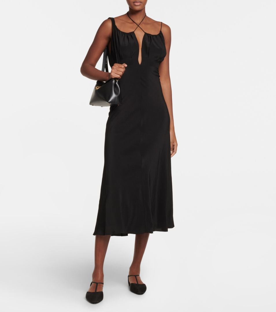 TOTEME black silk gathered halterneck maxi dress