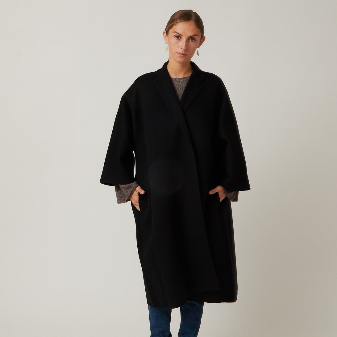 SOFIE D'HOORE reversible wool cashmere blend black coat