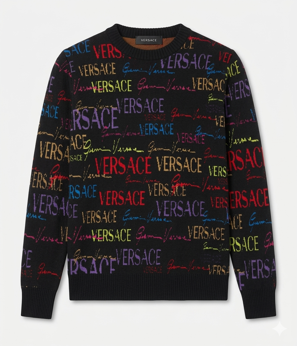 VERSACE multicolour logo crewneck sweater