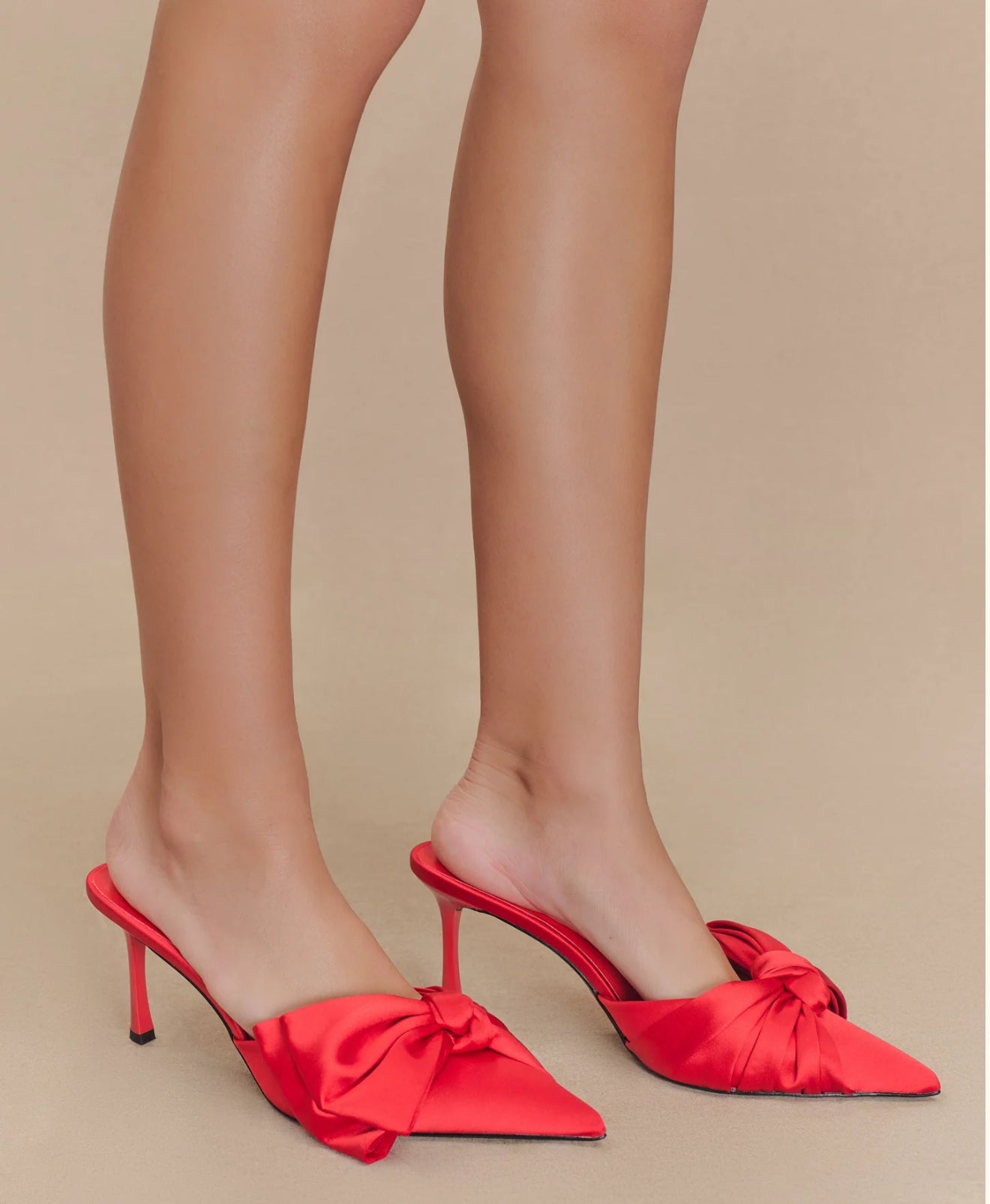 MESHKI - Elena Pointed Satin Bow Heel