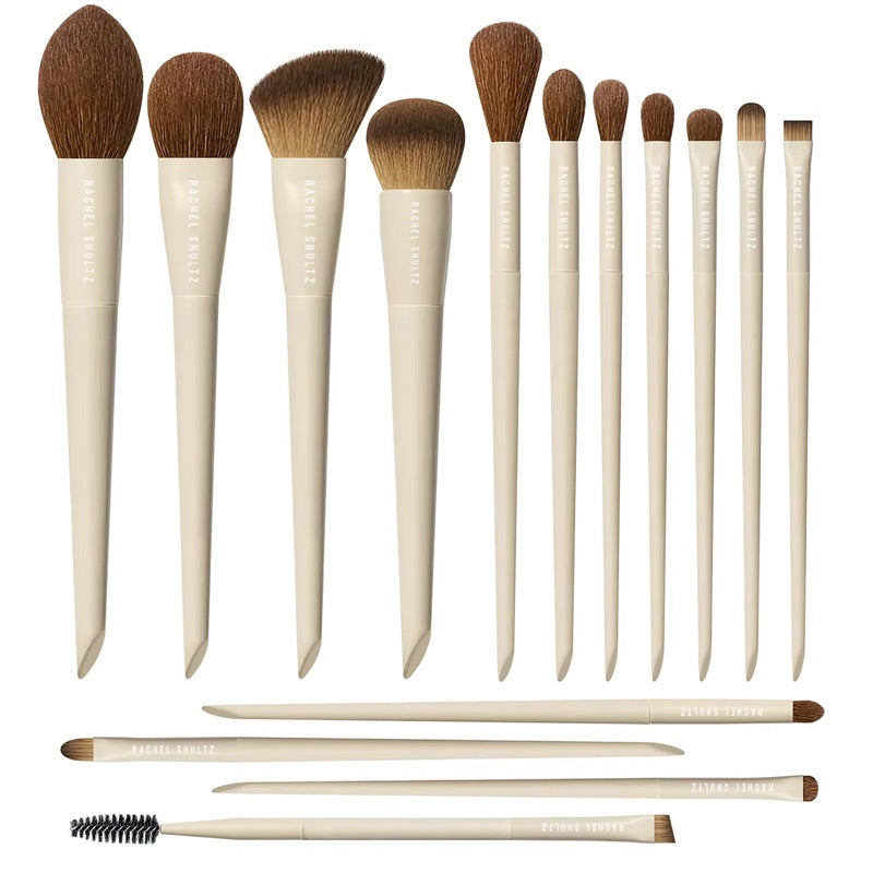 Rachel Shultz 15-Piece Khaki Makeup Brush Set