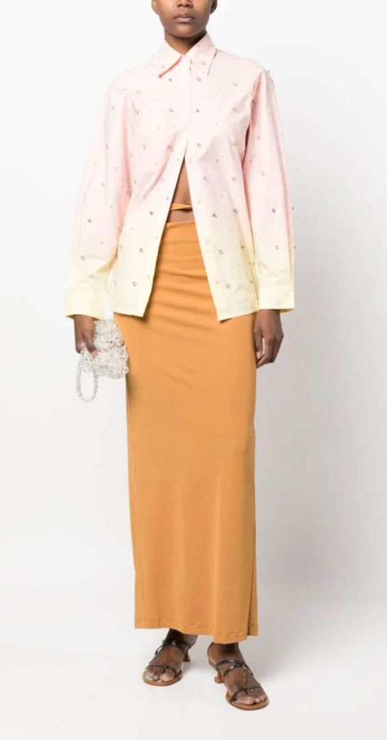 SANDRO - Ombre Embellished Cotton Shirt
