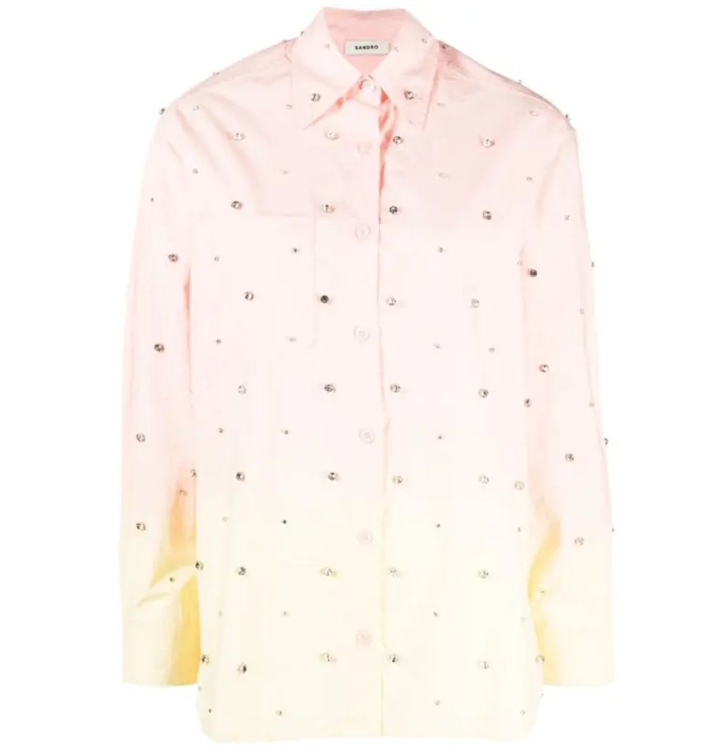 SANDRO - Ombre Embellished Cotton Shirt