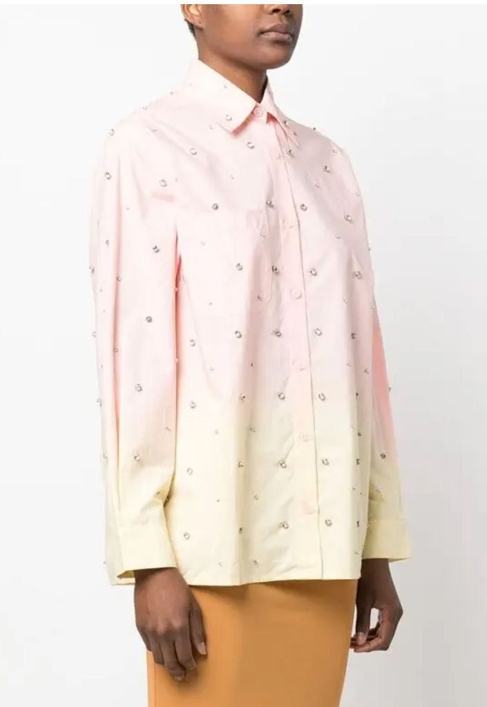 SANDRO - Ombre Embellished Cotton Shirt