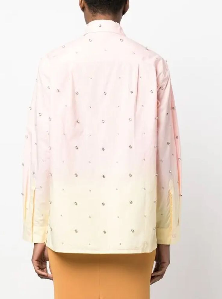 SANDRO - Ombre Embellished Cotton Shirt