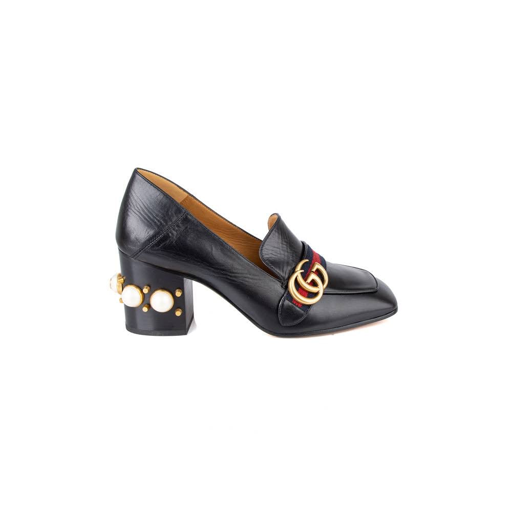 GUCCI Peyton block heel with pearl embellishment