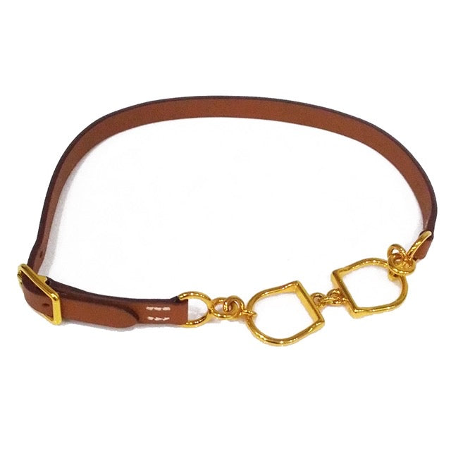 HERMES brown wrap bracelet with gold hardwear