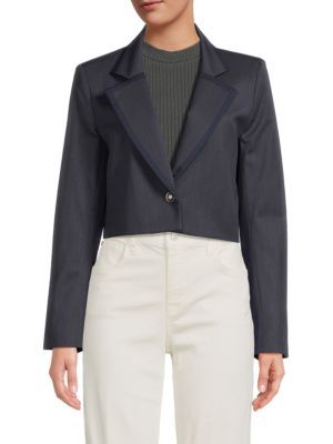 TWP navy cropped linen blend blazer
