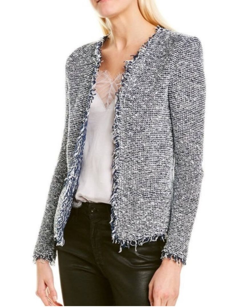 IRO - Tweed open jacket with fringe