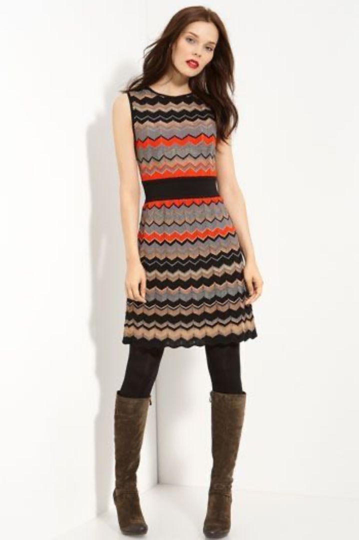 M Missoni - multi colour knee length chevron print dress