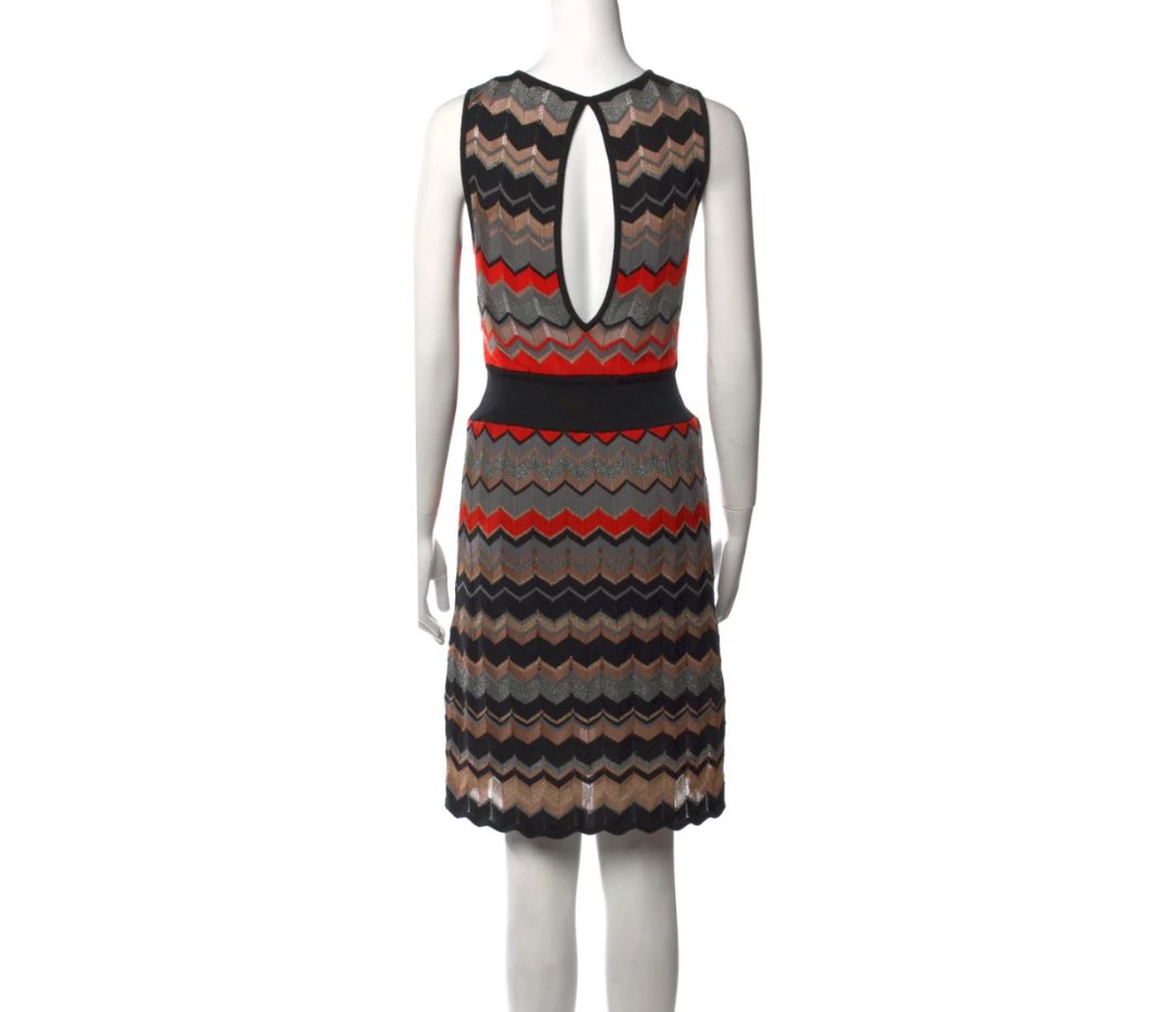 M Missoni - multi colour knee length chevron print dress