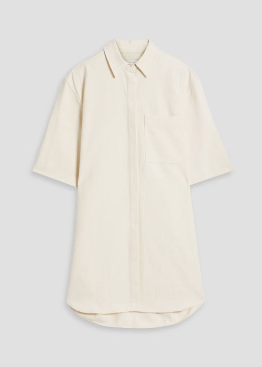 LOULOU STUDIO cotton blend twill mini shirt dress in cream
