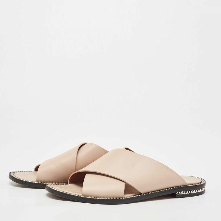 GIVENCHY nude/pink sandals with silver chain detail
