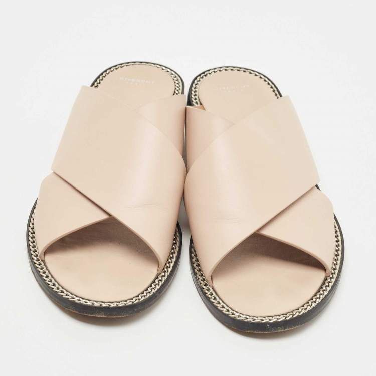 GIVENCHY nude/pink sandals with silver chain detail