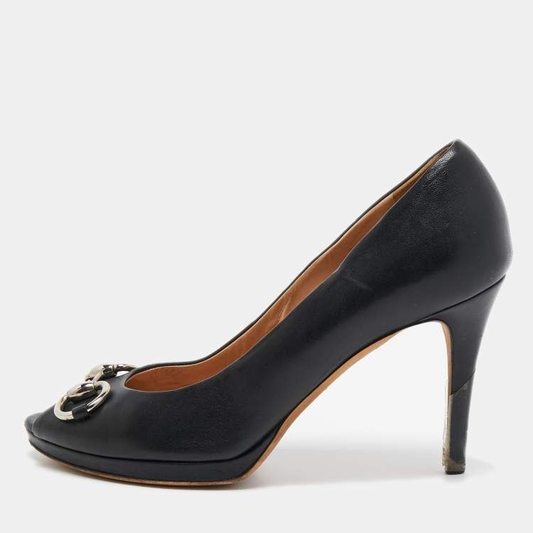 GUCCI peep toe horsebit pump