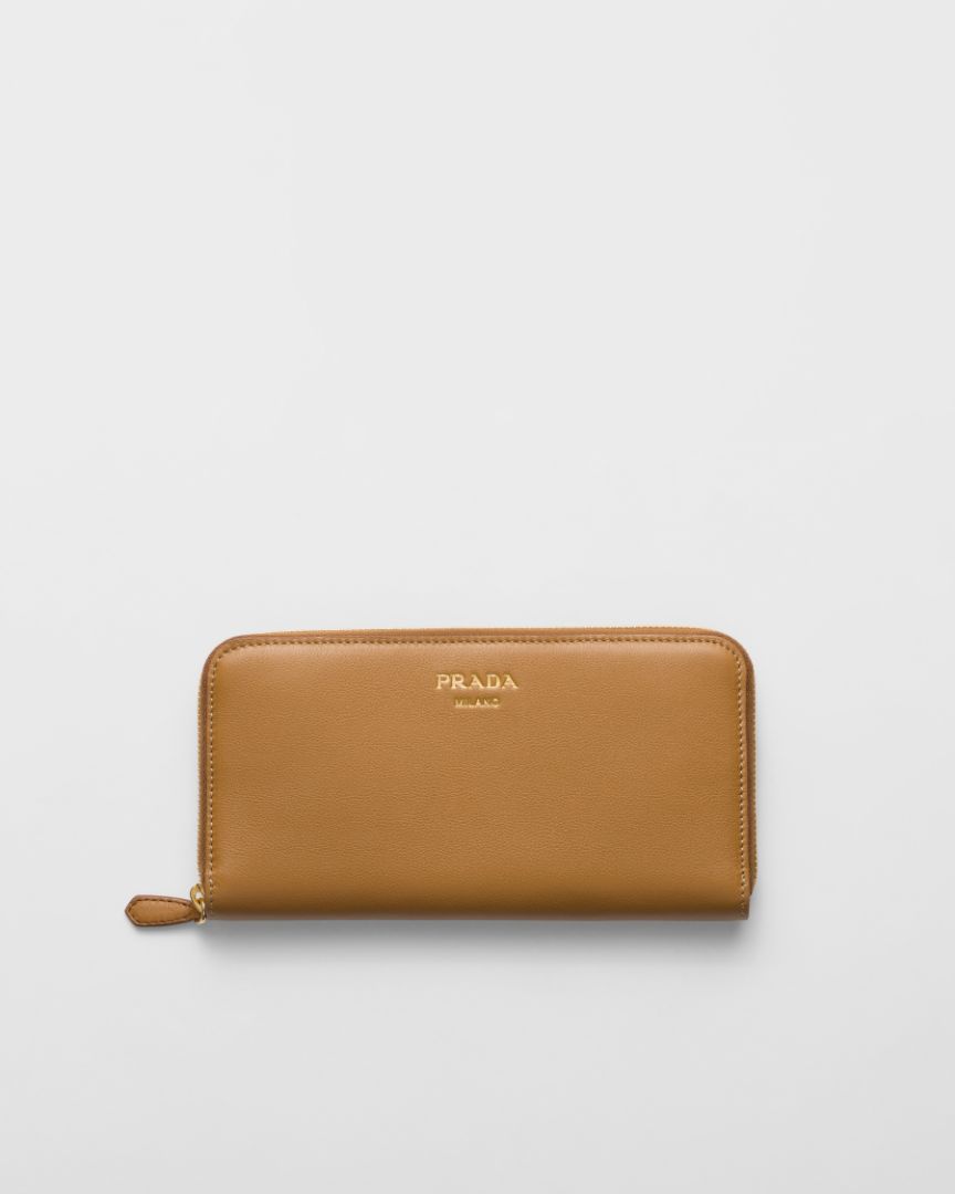 PRADA brown zip around wallet
