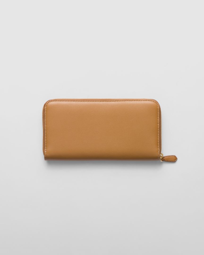 PRADA brown zip around wallet