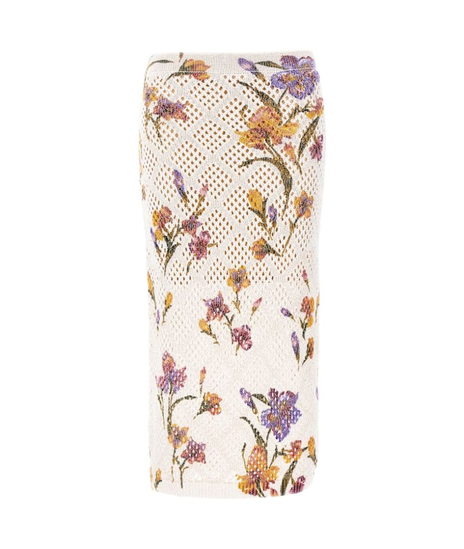 TWINSET MILANO mesh skirt with floral print