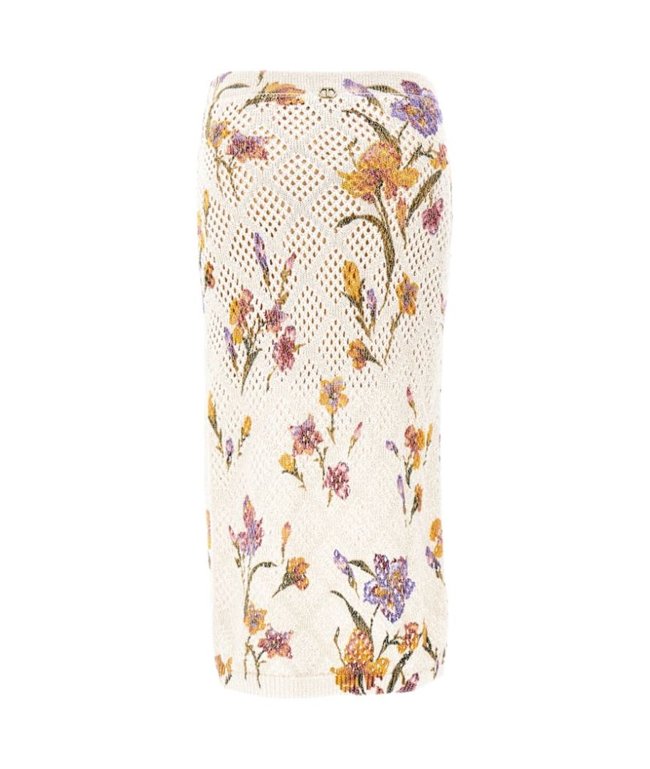 TWINSET MILANO mesh skirt with floral print