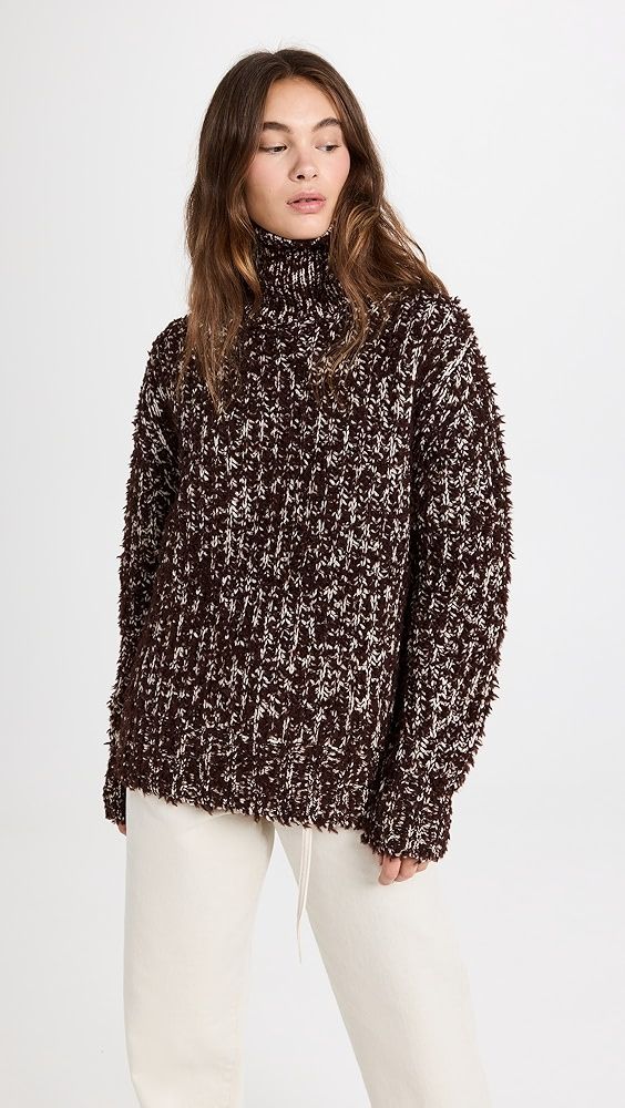 ACNE STUDIO burgundy melage chunky sweater
