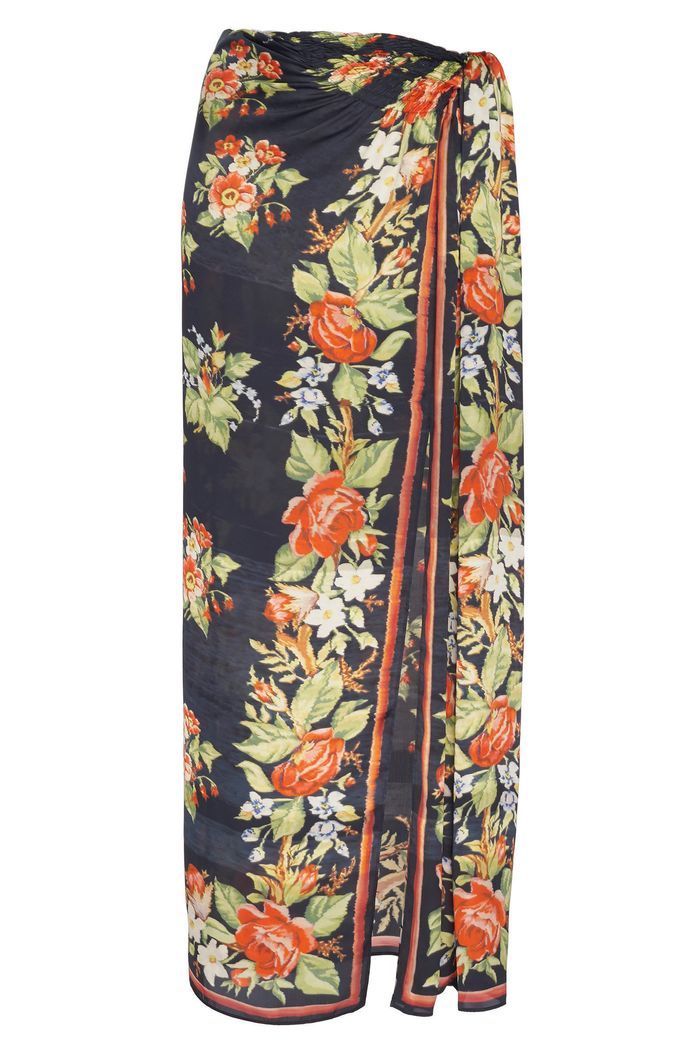 PACO RABANNE floral print silk maxi skirt
