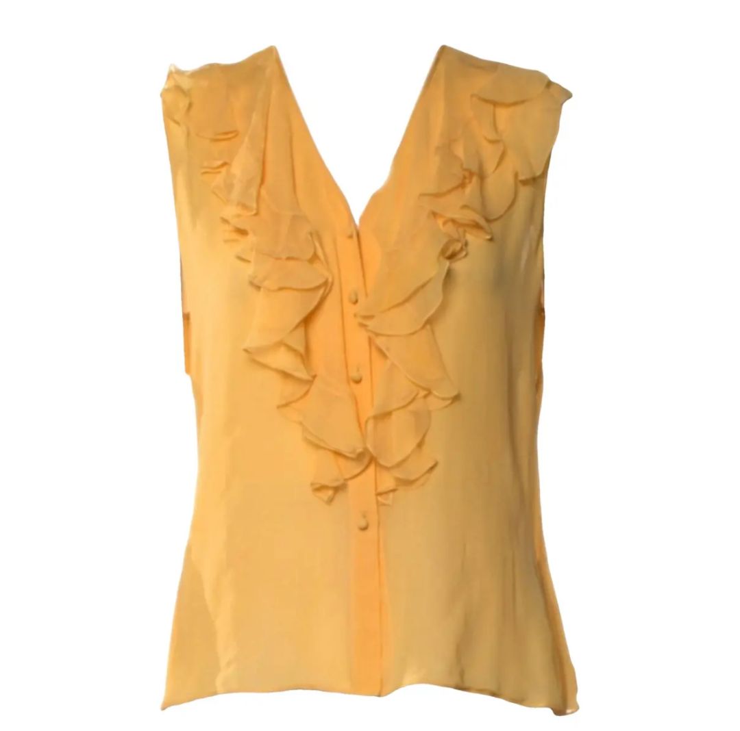 Oscar de la Renta - Silk Sleeveless Top with Ruffles